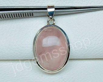 Rose Quartz Pendant, 925 Sterling Silver Pendant, Rose Quartz Stone Pendant, Natural Rose Quartz, Pink Rose Quartz Pendant,  P51