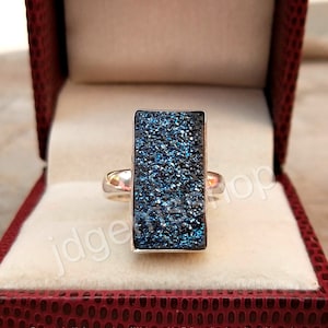 Titanium Druzy Ring, 925 Sterling Silver Ring, Gemstone Ring, Druzy Ring, Handmade Ring, Druzy Jewelry, Titanium Druzy, Silver Ring JD 212