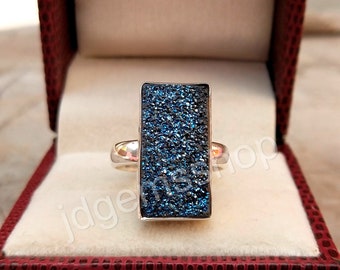 Titanium Druzy Ring, 925 Sterling Silver Ring, Gemstone Ring, Druzy Ring, Handmade Ring, Druzy Jewelry, Titanium Druzy, Silver Ring JD 212
