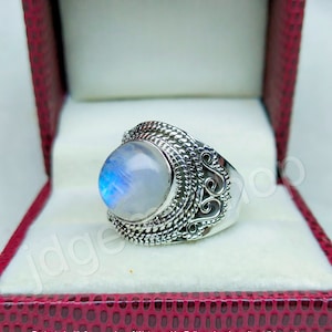 Genuine Rainbow Moonstone Ring, 925 Sterling Silver Ring, Handmade Moonstone Ring, Moonstone jewelry, Moonstone Ring Rainbow Moonstone JR159