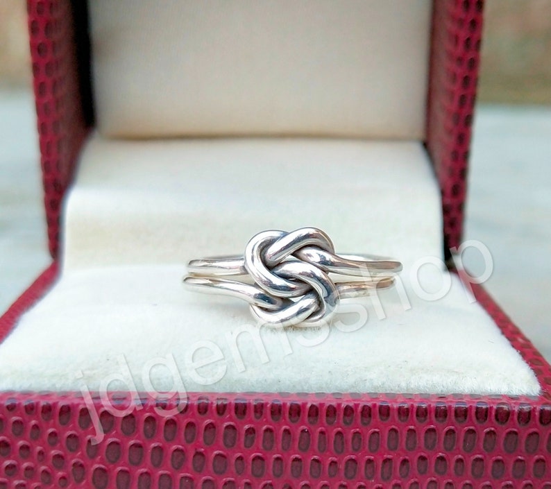 Bague noeud d'amour, bague double noeud, bague de promesse noeud, bague en argent sterling, bague deux noeuds d'amour, bijoux noeud d'amour, cadeau Saint Valentin image 3