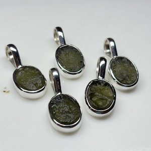 Raw Moldavite 925 Silver Pendant: Handmade Czech Gemstone Necklace