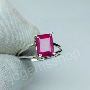 Lab Ruby Sterling Silver Ring: Handmade July Birthstone Promise Ring