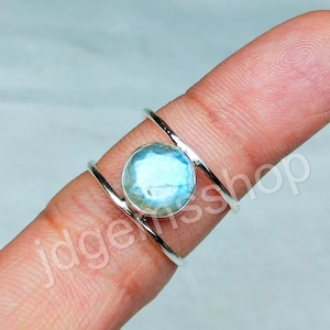 Labradorite Ring Faceted Round Gemstone 925 Sterling Silver Ring Handmade Ring Boho Ring Statement Ring Stackable Ring Wedding Ring