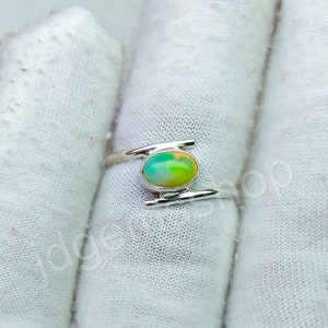 Ethiopian Opal Ring: 925 Sterling Silver Minimalist Ring