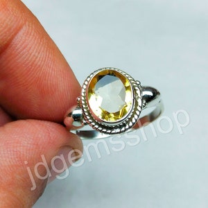 Natural Citrine Oval Ring 925 Sterling Silver Ring Gemstone Ring November Birthstone Ring Dainty Ring Boho Ring Statement Ring Minimalist