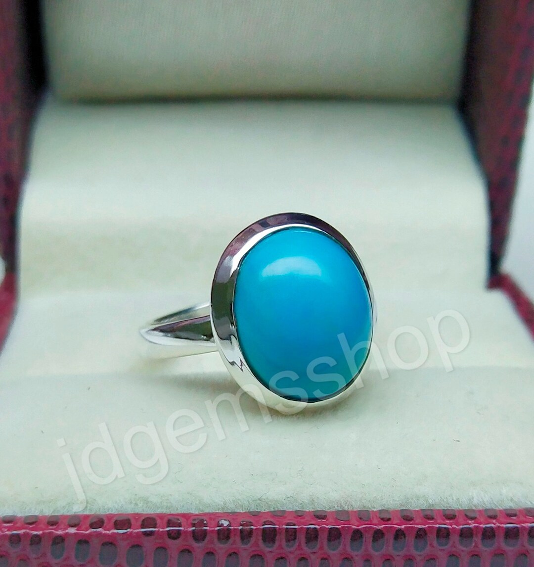 Oval Sleeping Beauty Turquoise Ring: Arizona Gem, 925 Sterling Silver ...