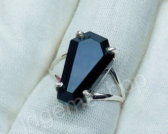 Coffin Ring, Black Onyx Ring, Black Onyx Coffin Ring, Onyx Ring, Handmade Ring, 925 Sterling Silver Ring, Black Onyx Coffin, JR109