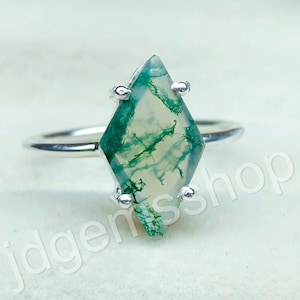 Moss Agate Kite 925 Silver Ring -  Gemstone Ring Handmade Women&#39;s Jewelry