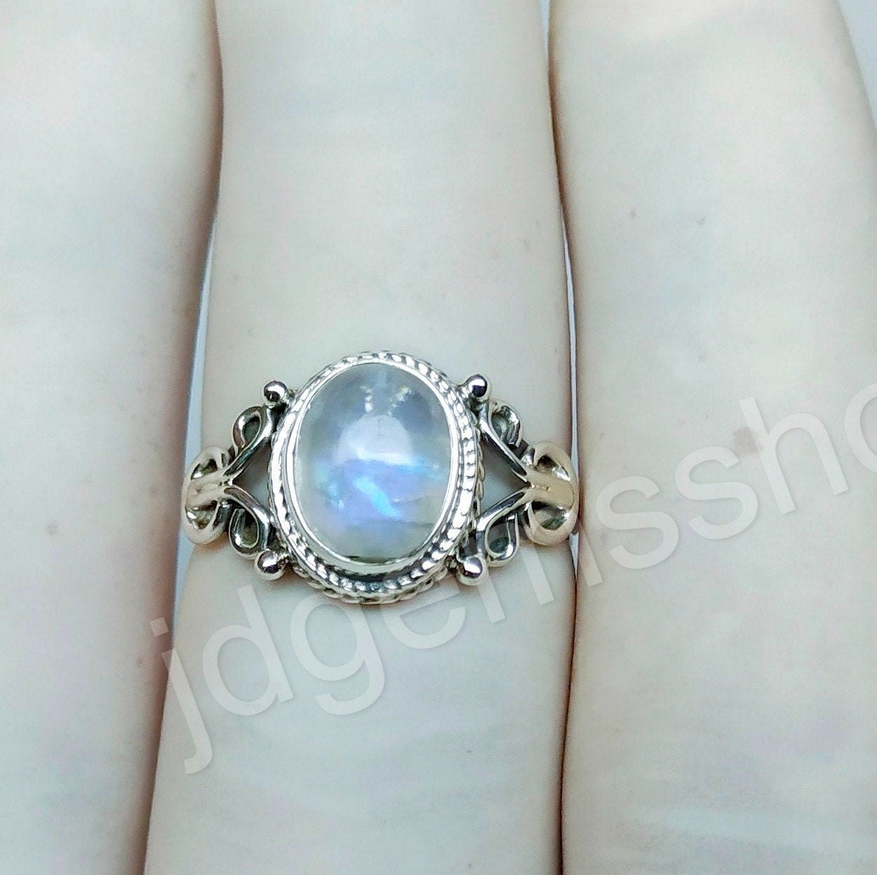925 Silver Overlay Rainbow Moonstone Handmade Ring 10 pcs lot S.no 6 