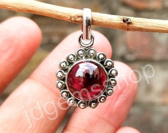 Handmade Red Garnet 925 Sterling Silver Pendant Gemstone Jewelry