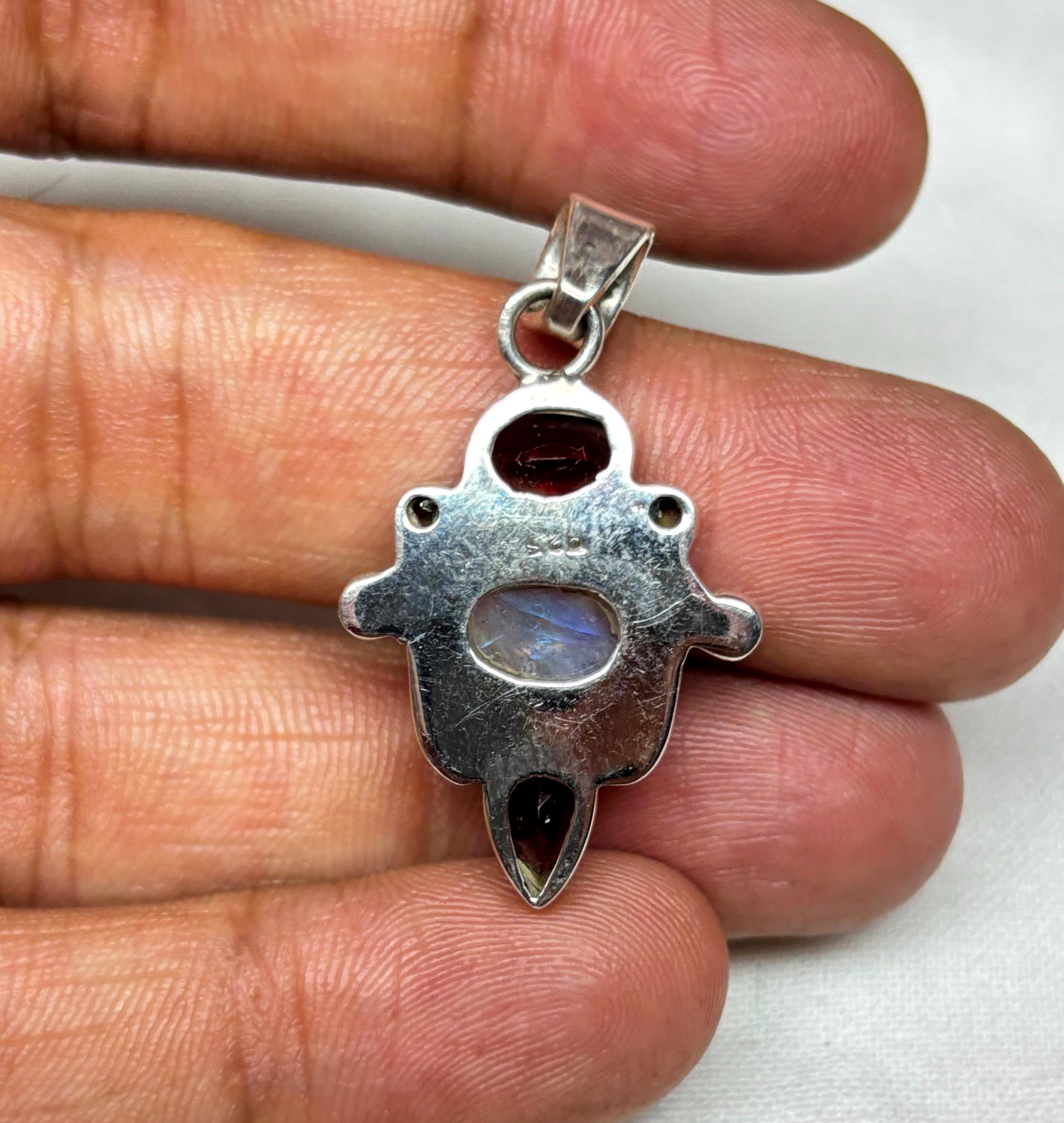 Collar Bohemio Jeweloporium Con Piedra Lunar Y Lapislázuli - Plata De Ley 925 Hecha A Mano Para Mujer
