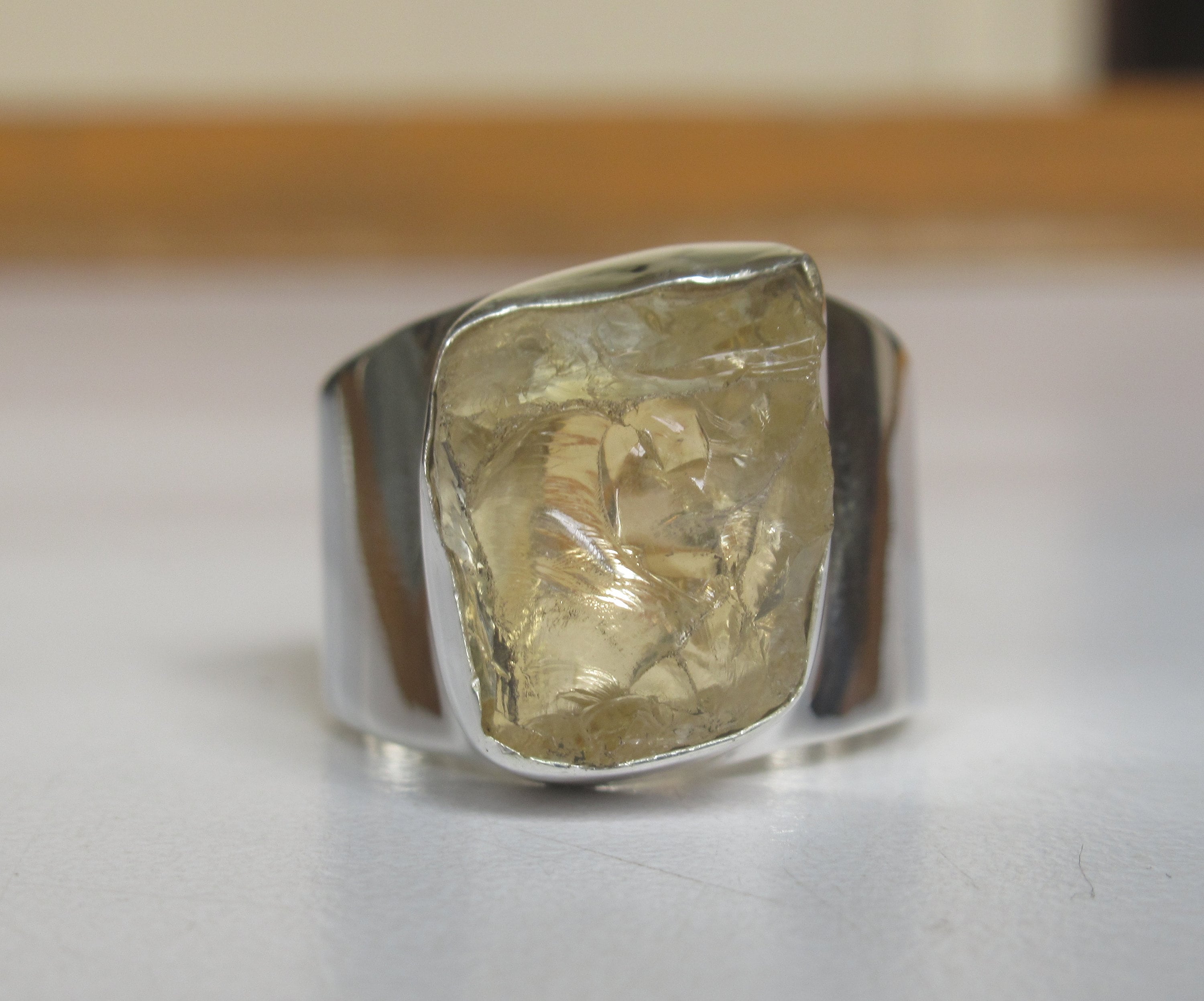 Raw Citrine Ring 925 Silver Uncut Rough Stone Ring Natural Citrine Raw Stone Adjustable Handmade Ring