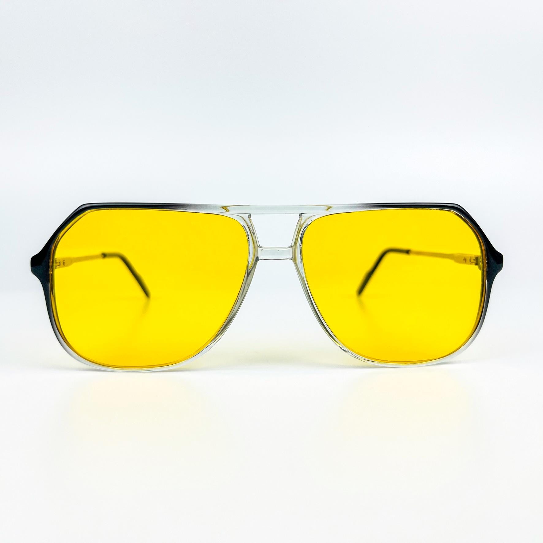 Vintage Italian Style Yellow Sunglasses Vintage 1980s Samco Yellow Italian Rectangular Sunglasses  main image 3