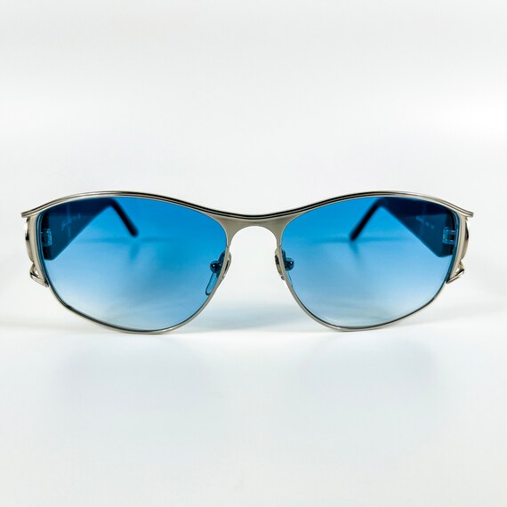 Vintage Genny Sunglasses: 90s Silver Frame Blue Gradient  display picture 1