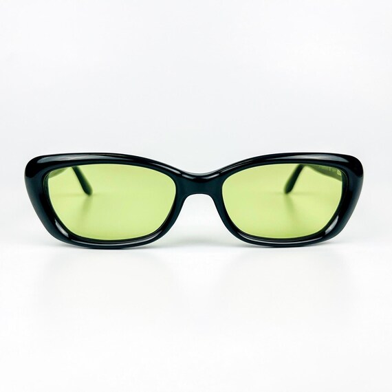 Gucci Vintage 90s Sunglasses – Black Acetate Frame, Green Lenses