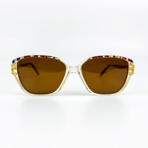 Vintage Sunglasses – 70s NOS Retro Patterned Acetate Frame & Brown Polarized Lenses – Woman Eyewear – Made in France