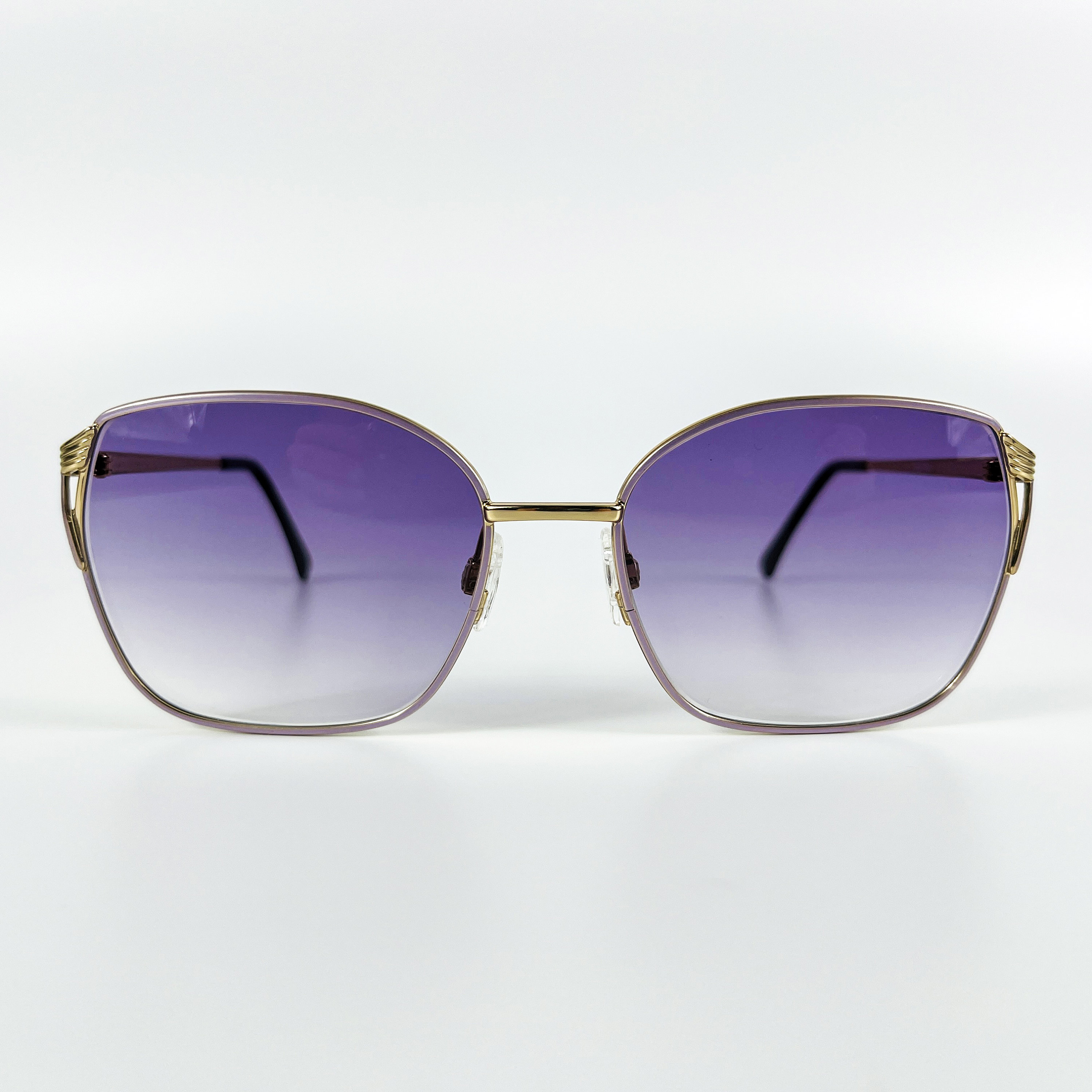 90s Luxottica Sunglasses: Lilac-gold Frame, Purple Gradient Lenses