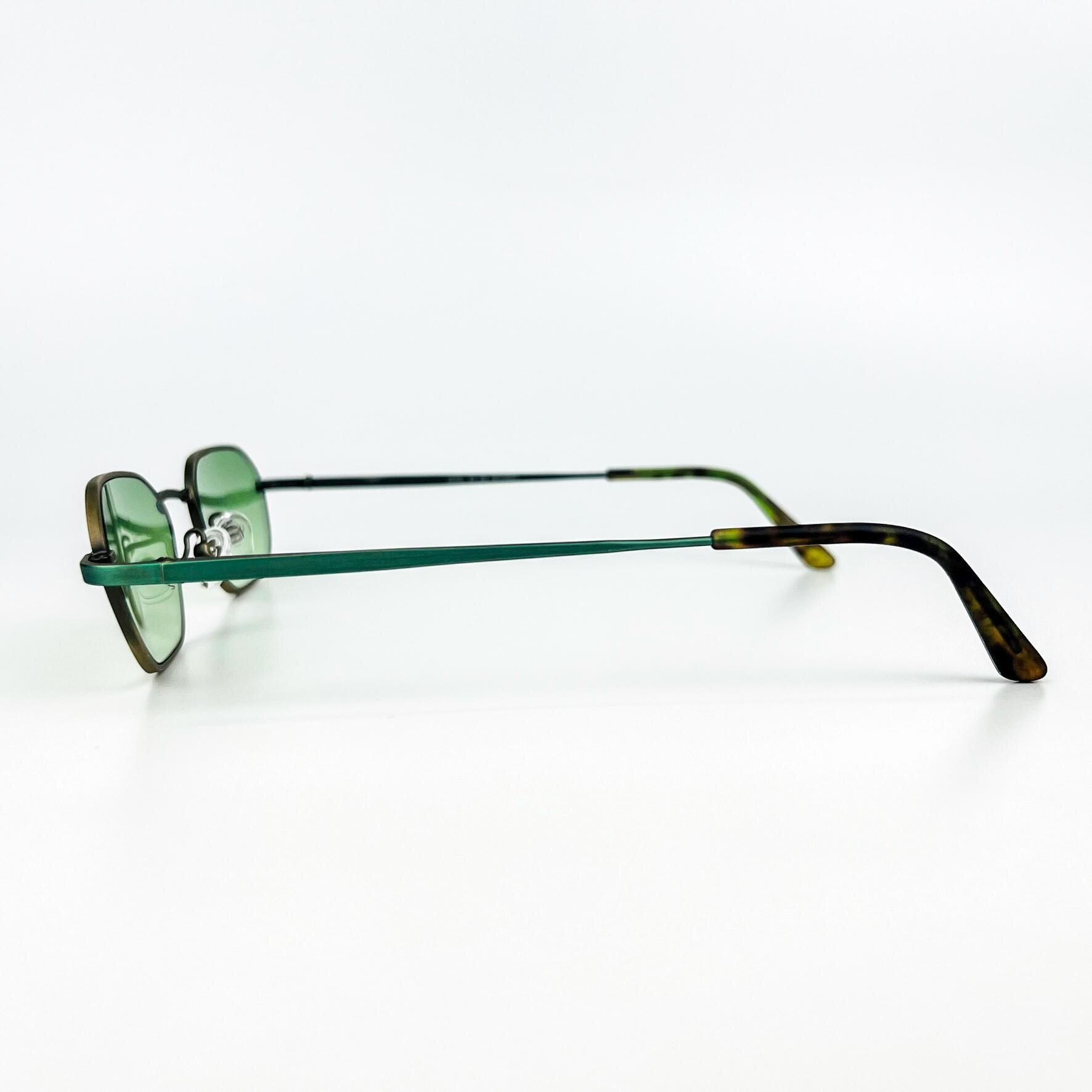 Vintage Oversize Sunglasses NOS Retro Style Green Lenses Gold Brown Metal Frame Gold Double Bridge Grandpa Metal Tinted Sunglasses with  main image 2