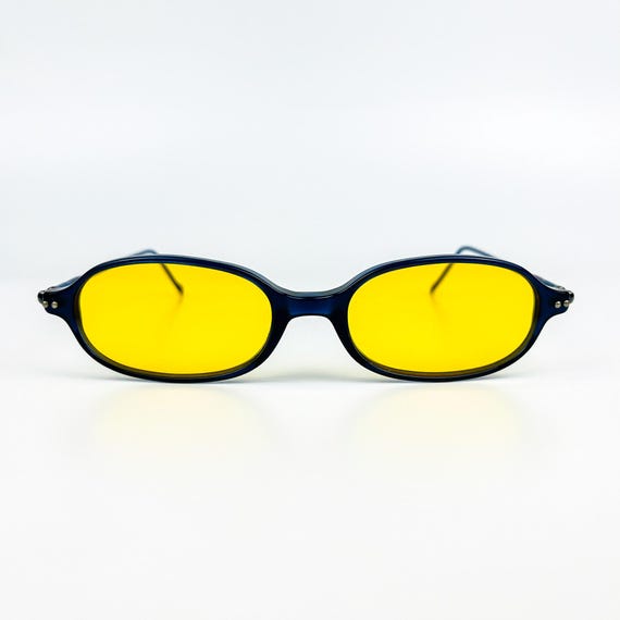 Vintage Sunglasses Vogue – 90s NOS Retro Navy Frame & Yellow  display picture 2