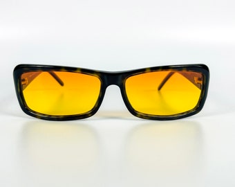 Vintage Fendi Gold Sunglasses: 90s Retro Orange Lens Eyewear