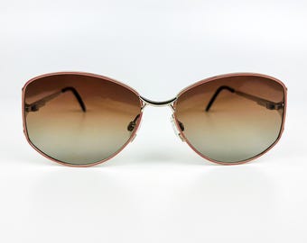 80s Pink-Gold Metal Sunglasses: Vintage Italian Eyewear