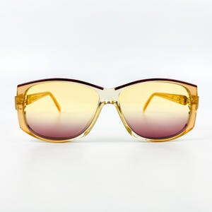 80s Retro Sunglasses: Acetate Frame, Yellow-Purple Gradient Lenses - Made in Austria