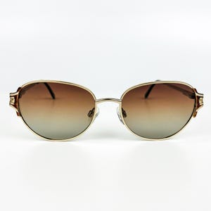 Vintage Sunglasses – 80s NOS Retro Gold Metal Frame & Brown Gradient Lenses – Made in Italy