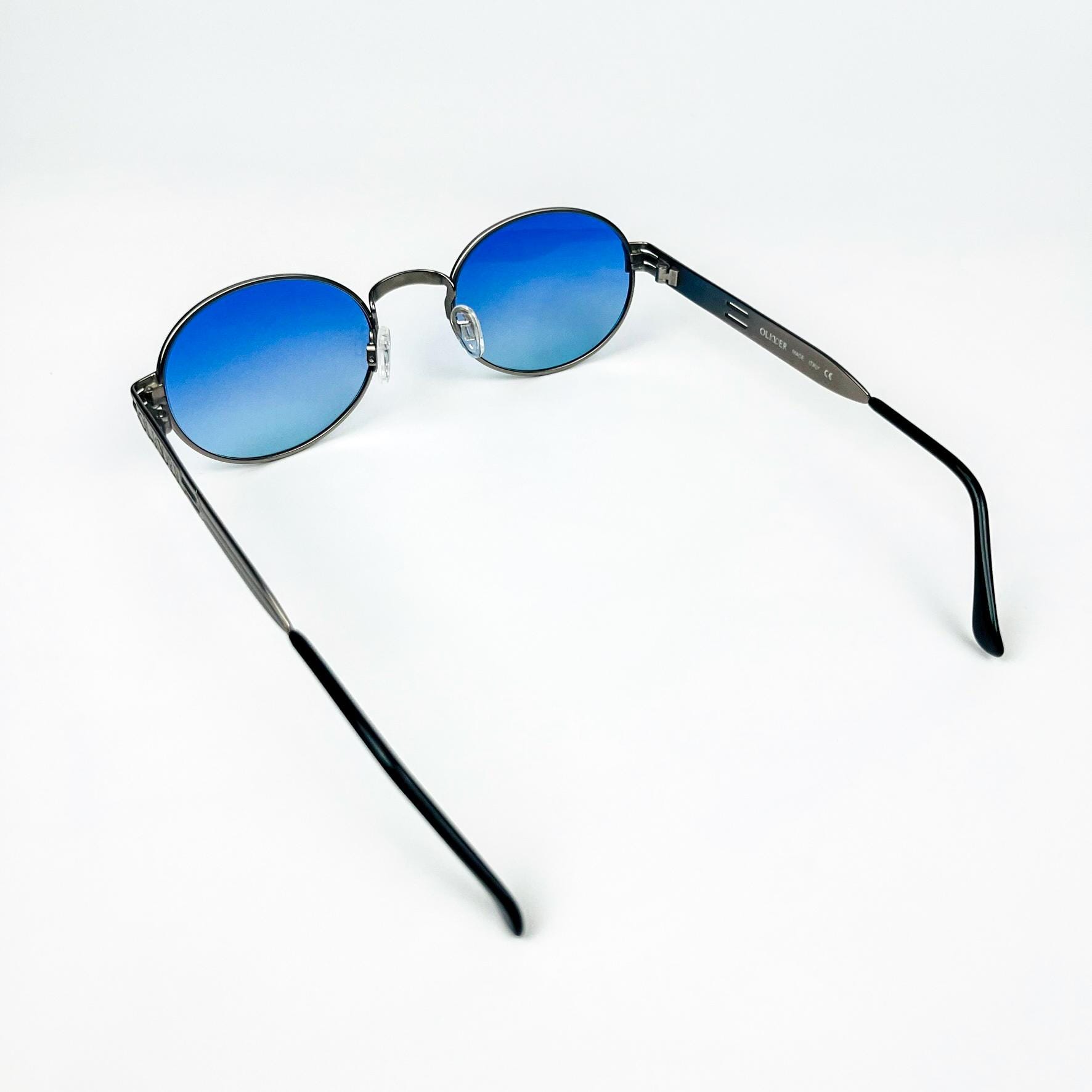 Oliver Vintage 90s Sunglasses, Silver Metal Frame, Blue  display picture 2