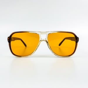 Vintage Brown Frame Sunglasses Orange Lenses 80s Original New Old Stock Retro Woman & Man Eyewear Made in Italy