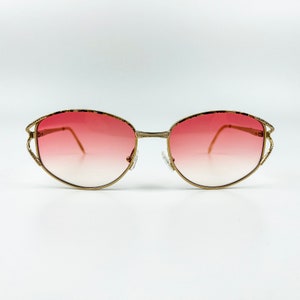 80s Vintage Sunglasses: Gold Metal Frame, Pink Gradient Lenses - Made in Italy
