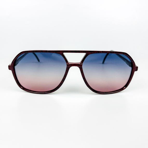 Vintage 80s Aviator Sunglasses - Patterned Acetate Frame  display picture 3