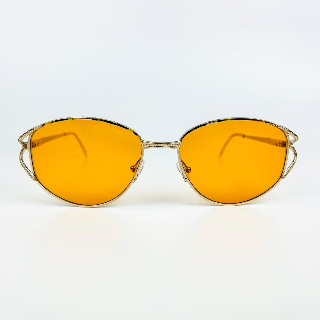 Vintage Sunglasses – 80s NOS Retro Gold Frame & Orange  display picture 1