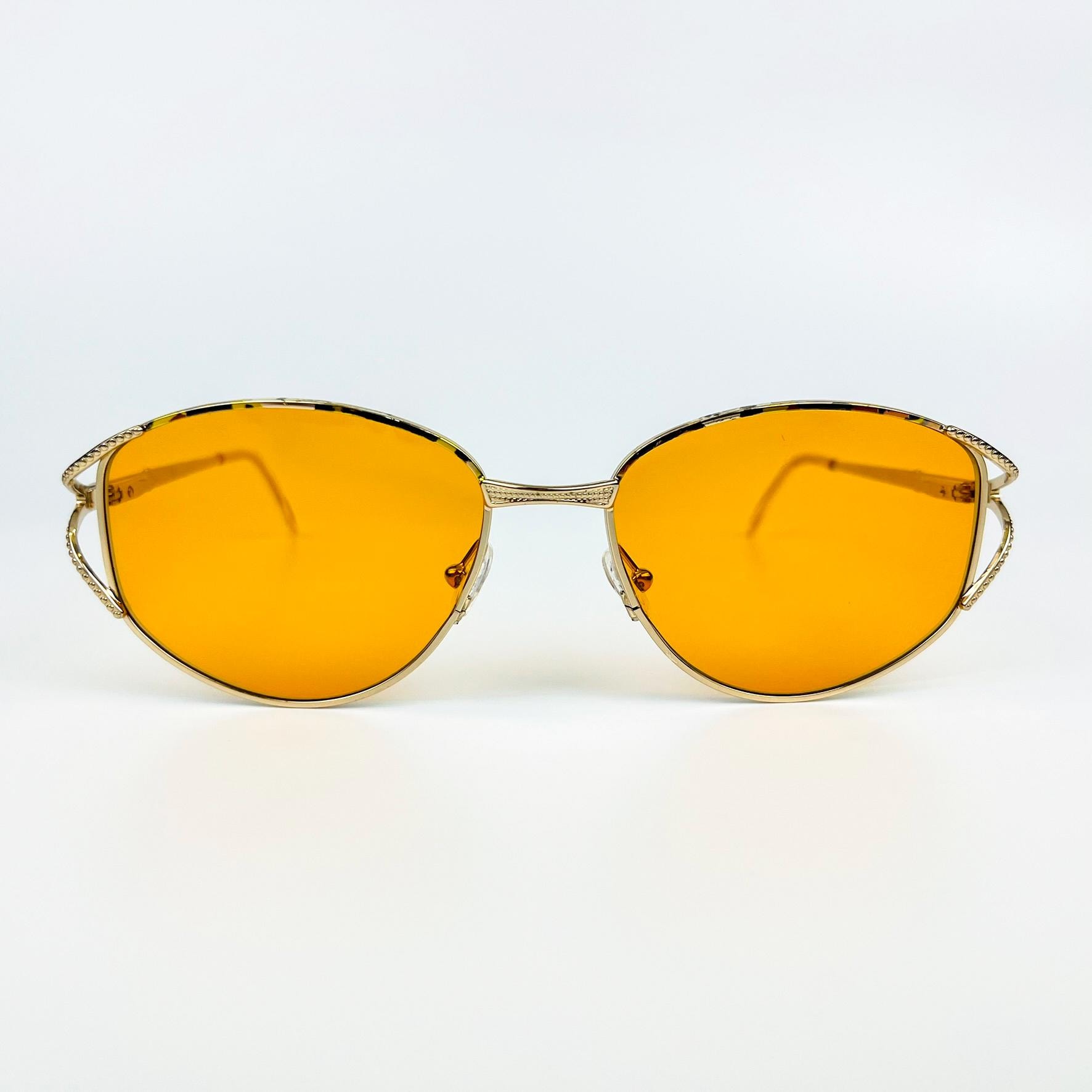 Vintage Sunglasses – 80s NOS Retro Gold Frame & Orange Lenses