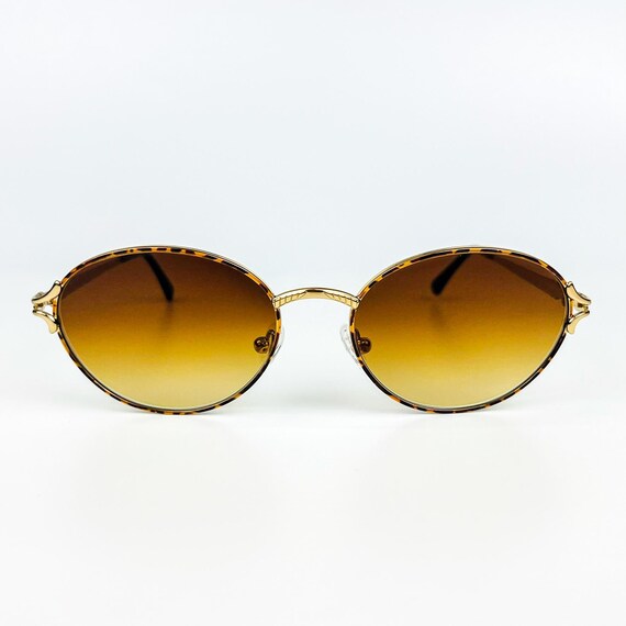 Vintage Genny Sunglasses: 90s Retro Gold Frame, Brown  display picture 1