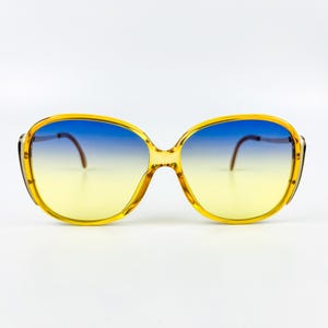 Vintage Sunglasses Zeiss – 70s NOS Retro Acetate Frame & Blue-Yellow Gradient Lenses – Woman Eyewear – Statement Shades – Made in Germany