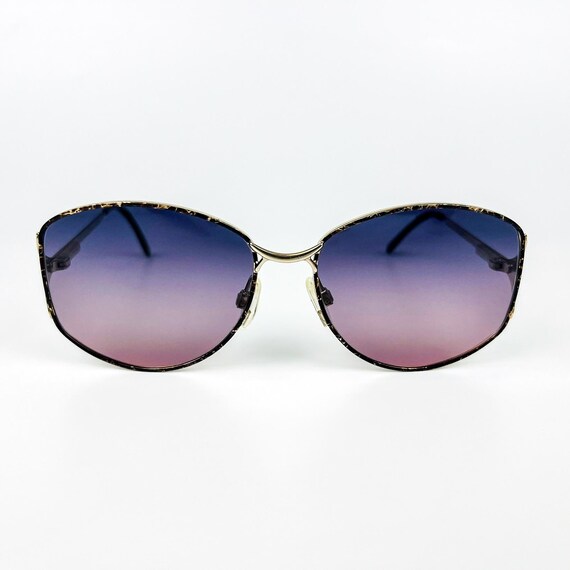 Vintage 80s Sunglasses - Gold Metal Frame, Purple Gradient  display picture 1
