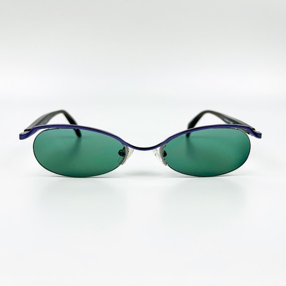 90s Vintage Sunglasses: Lilac Metal Frame, Turquoise UV Lenses