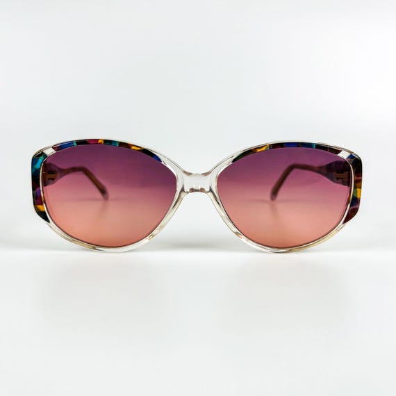 80s Vintage Sunglasses: Patterned Acetate Frame, Purple  display picture 2