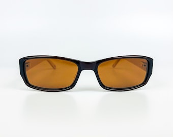 Gafas de sol vintage de los 90: montura de acetato marrón, lentes polarizadas