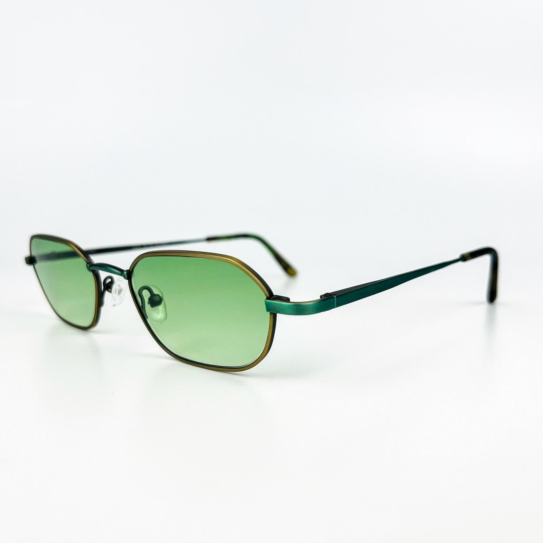 Vintage Sunglasses – 90s NOS Retro Green-gold Metal Frame  display picture 1