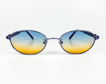 Vintage 90s Sunglasses – Lilac Metal Frame, Gradient Lenses – Made in France – NOS
