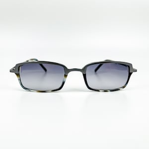 Vintage Sunglasses – 90s NOS Retro Small Glasses – Silver Patterned Metal Frame – Gradient Lenses – Woman & Man Eyewear – Made in Italy