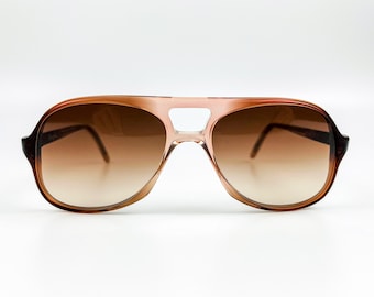 Vintage 80s Aviator Sunglasses: Brown Lens, Italian Eyewear NOS