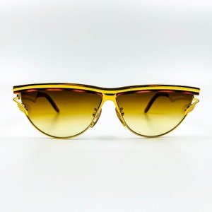 Vintage Sunglasses Charme – 90s NOS Retro Gold Metal Frame – Brown Gradient Lenses – Woman & Man Eyewear – Made in Italy
