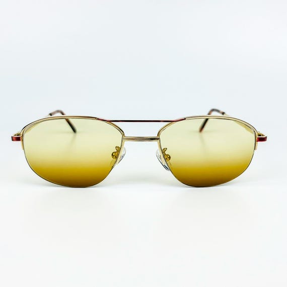 90s Gold Frame Sunglasses: Vintage Italian Eyewear, Brown  display picture 2