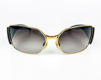 Gafas de sol Chanel Vintage de los 2000, montura metálica dorada, lentes degradadas, fabricadas en Italia – Nuevas sin usar