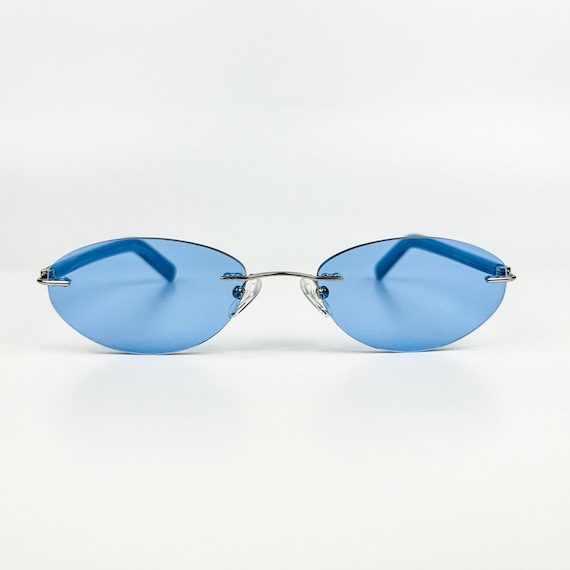 Vintage Sunglasses – 2000s NOS Retro Rimless Blue UV400  display picture 1