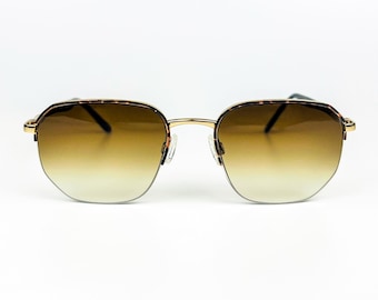 Brooks Brothers Vintage 90s Sunglasses - Gold Metal Frame, Brown Gradient Lenses - NOS