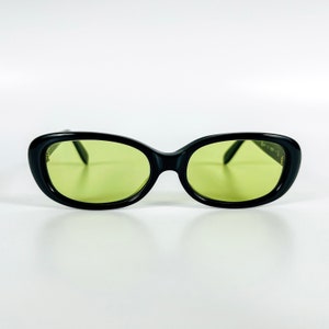 Calvin Klein Vintage Black Sunglasses Green Lensses  80s Original New Old Stock Retro Woman & Man Eyewear Made in Italy